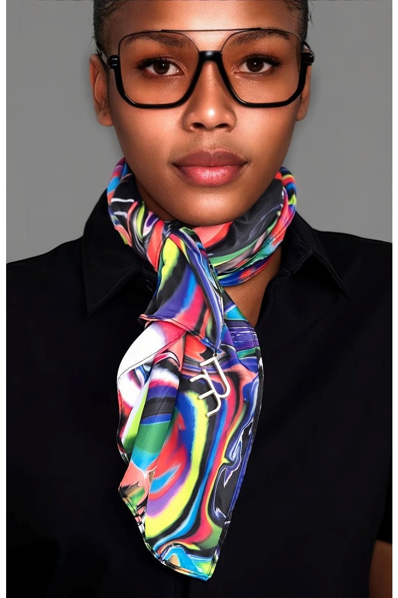 TY Print Versa Scarf with logo hardware, Alternate, color, Multi