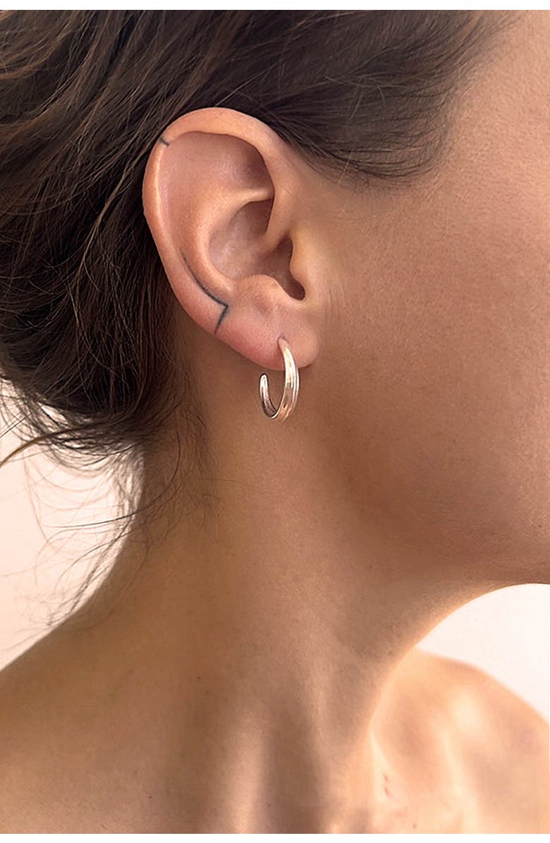 Astor & Orion Crescent Hoops, Alternate, color, Silver