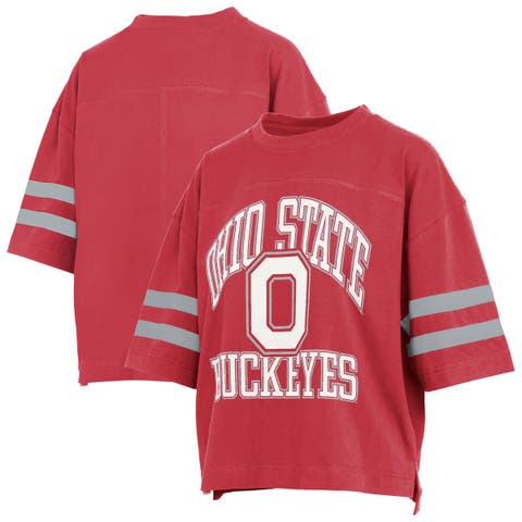 Women's Pressbox  Scarlet Ohio State Buckeyes Wayne Tyler Cropped T-Shirt
