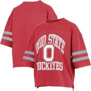 PRESSBOX Women's Pressbox Scarlet Ohio State Buckeyes Wayne Tyler Cropped T-Shirt