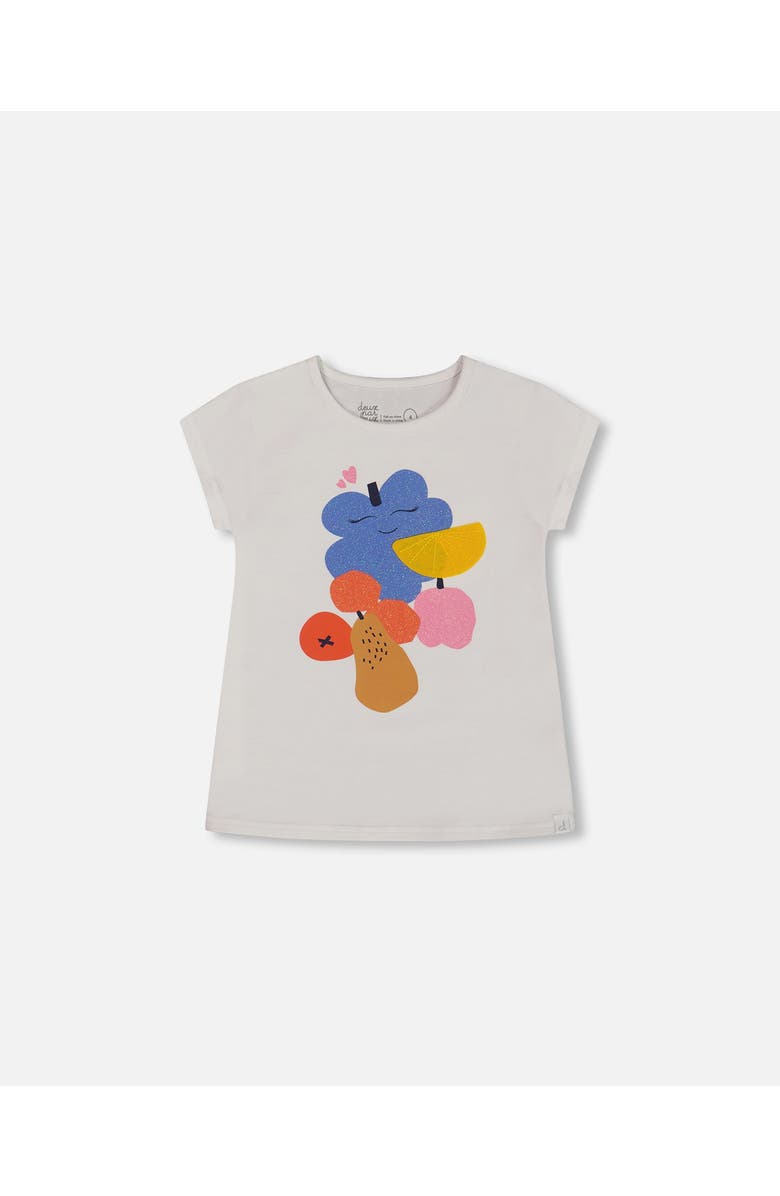 Deux par Deux Girl's Organic Cotton Tee Fruits On White Background, Main, color, 