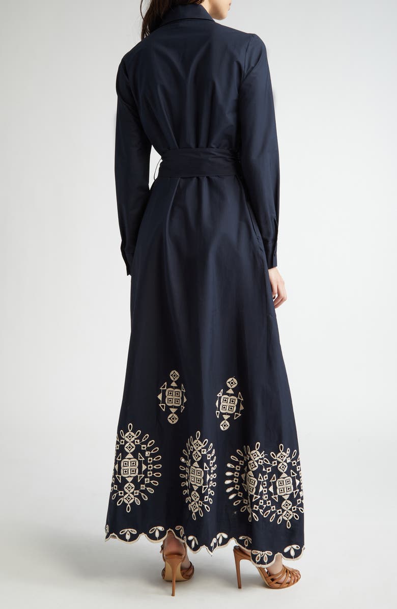 Eleventy Embroidered Long Sleeve Stretch Poplin Shirtdress, Alternate, color,