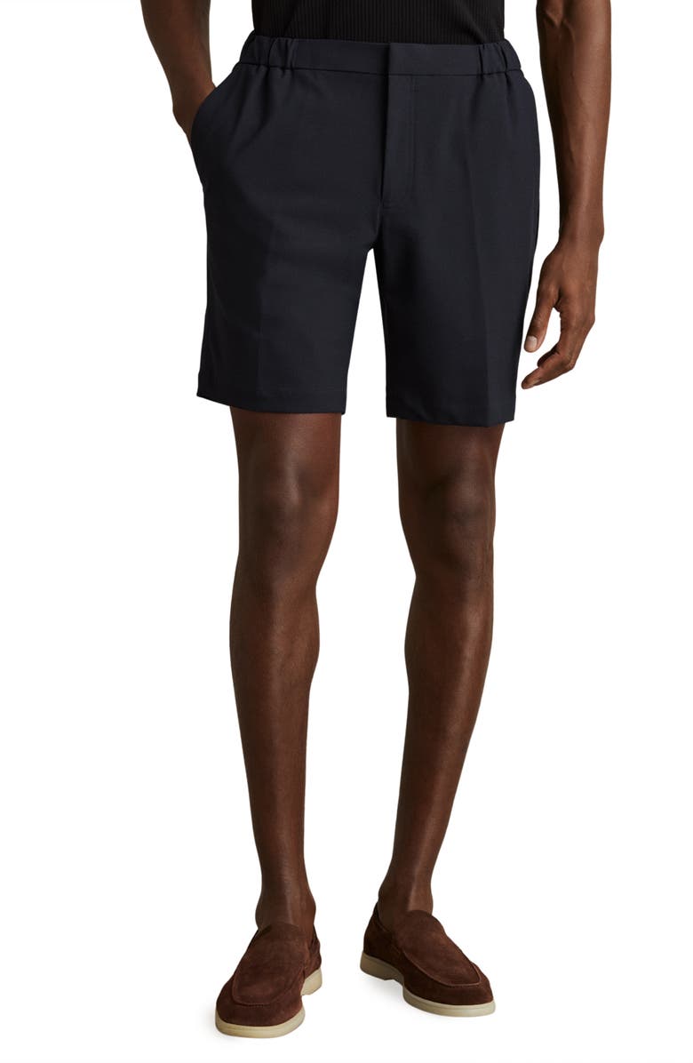 Reiss Deck Flat Front Shorts, Main, color, Navy