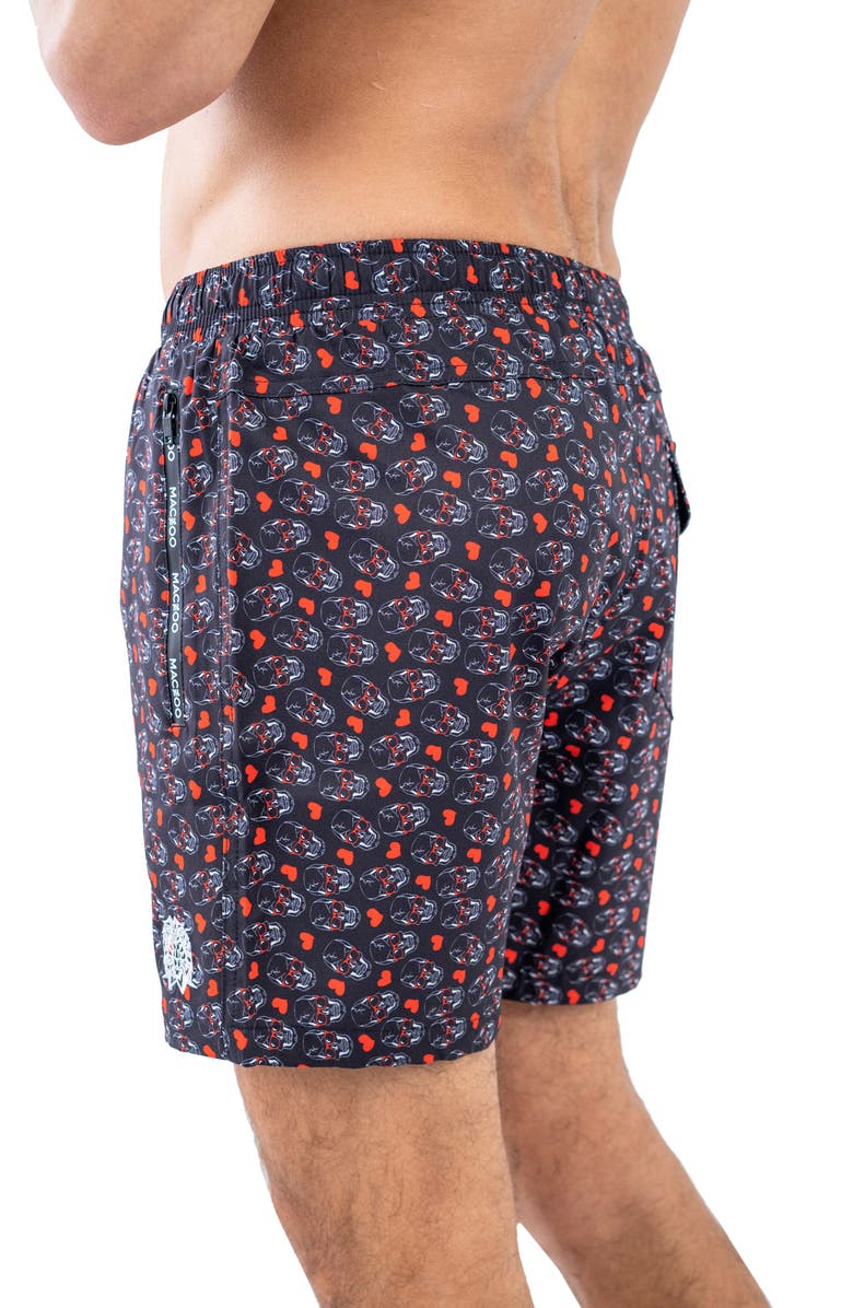 Maceoo Swim Lion Skull Heart Swim Trunks, Alternate, color, 