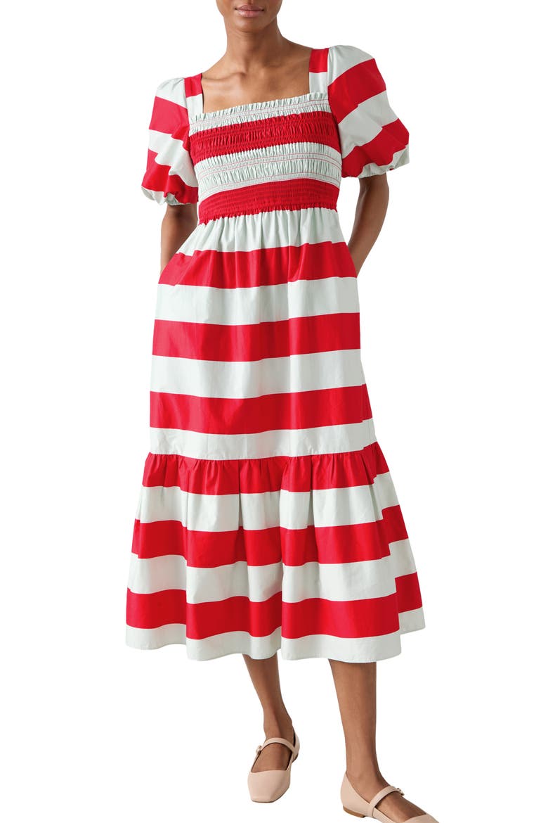 Ruby Bold Stripe Maxi Dress, Main, color, RED MULTI