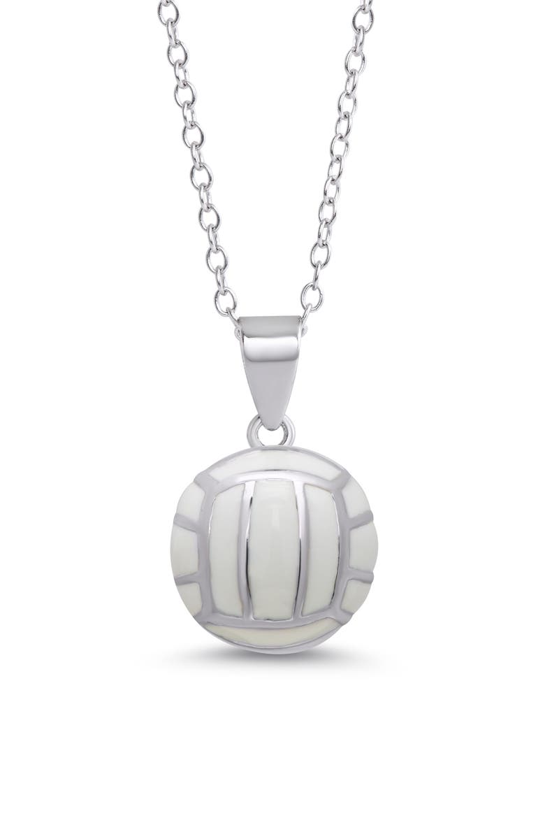 3D Volleyball Necklace, Main, color, SILVER