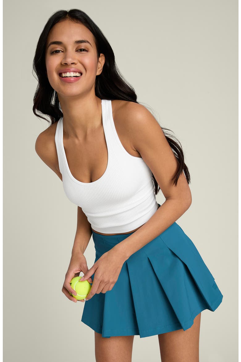 Classic Pleated Performance Miniskirt, Alternate, color, LYONS BLUE
