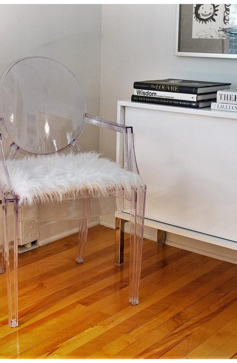 LUXE Laredo Faux Fur Seat Cushion - 17" x 17"  - Off White - Set of 2, Alternate, color, Off White