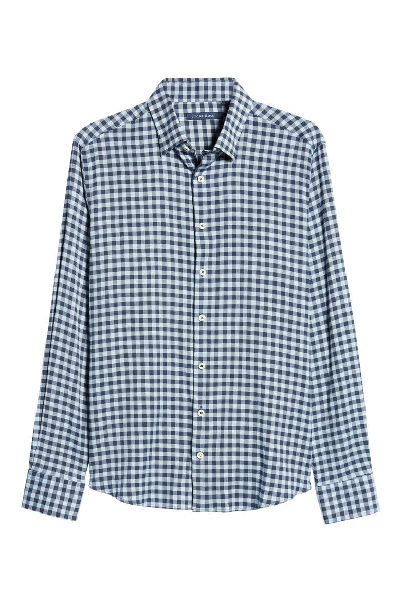 Dry Touch® Check Performance Flannel Button-Up Shirt, Alternate, color, BLUE