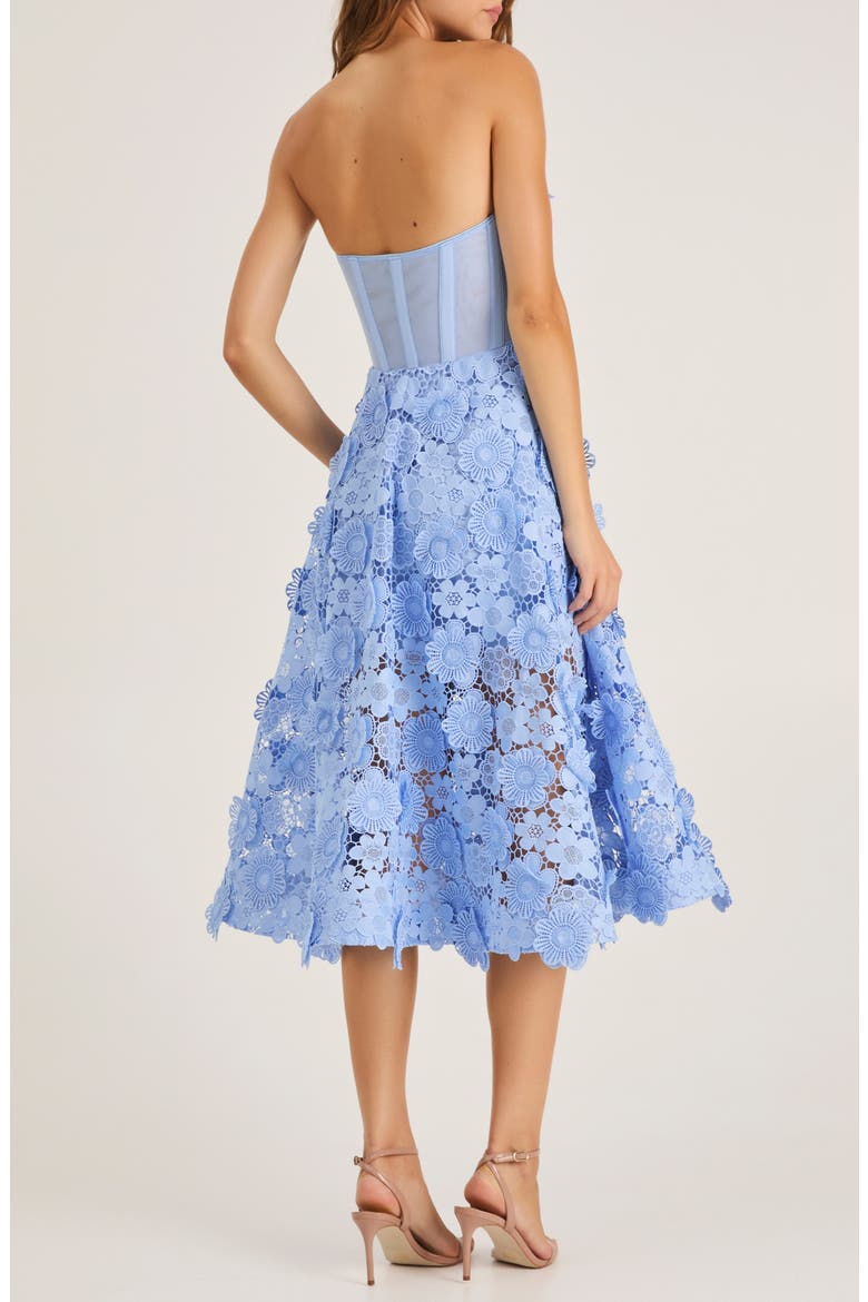 Florence 3D Floral Embroidered Fit & Flare Cocktail Dress, Alternate, color, BABY BLUE