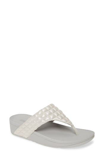 Fitflop Lulu Padded Shimmy Suede Flip Flop In Silver Suede