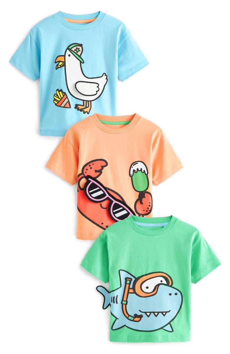 NEXT Kids' Assorted 3-Pack Cotton Graphic T-Shirts, Main, color, 