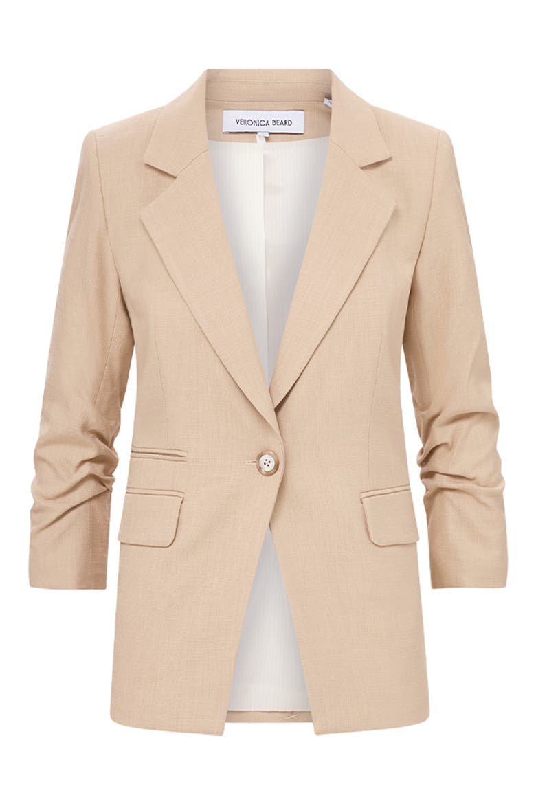 Battista Ruched Sleeve Dickey Blazer, Alternate, color, STONE KHAKI