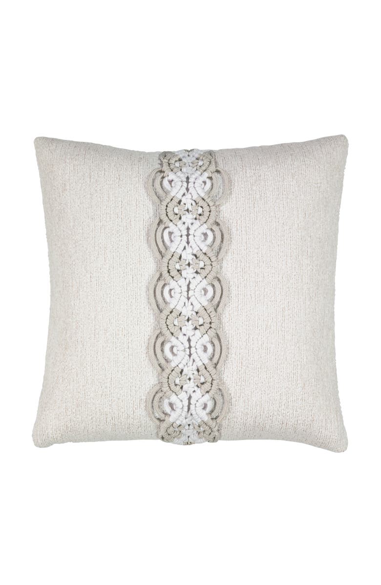 Elaine Smith Distinct Oyster Hand Macrame 
Chenille Indoor 
Outdoor Woven Accent Pillow, Main, color, Oyster