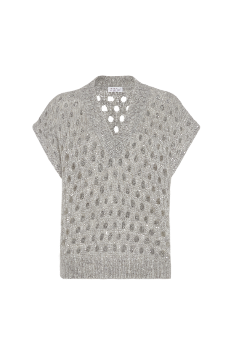 Brunello Cucinelli Dazzling Net vest, Main, color, Light Grey