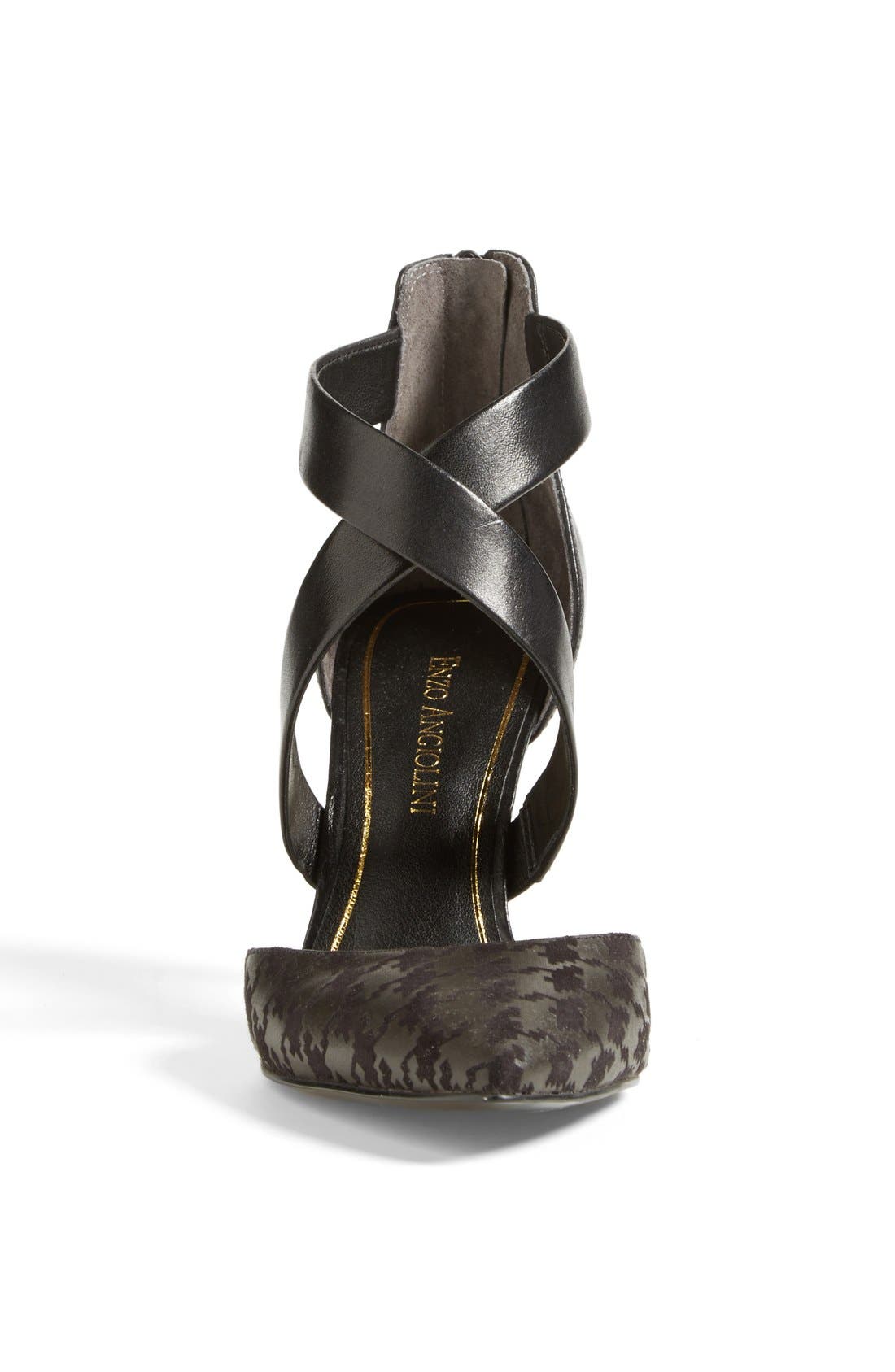 'Coadi' Cross Strap Pointy Toe Pump, Alternate, color, BLACK/ BLACK HOUNDSTOOTH