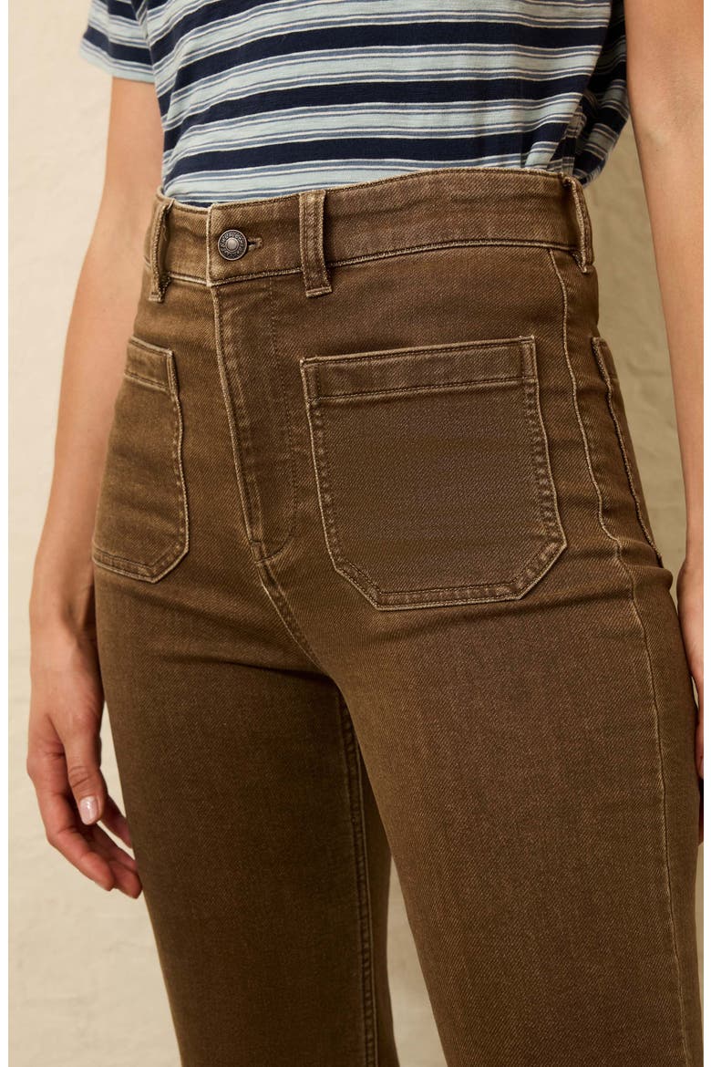 Patch Pocket High Waist Wide Leg Stretch Terry Pants, Alternate, color, WALNUT