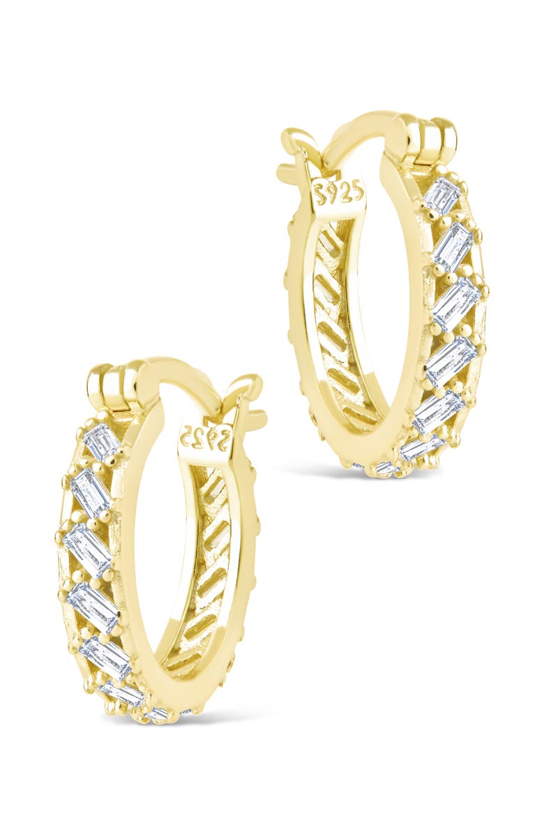 Sterling Forever Norabelle Micro Cubic Zirconia Hoop Earrings, Alternate, color, Gold