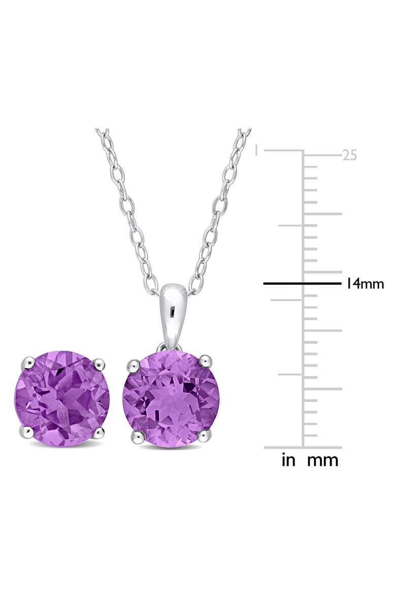 DELMAR Round Cut Amethyst Pendant Necklace & Stud Earrings Set, Alternate, color, Purple