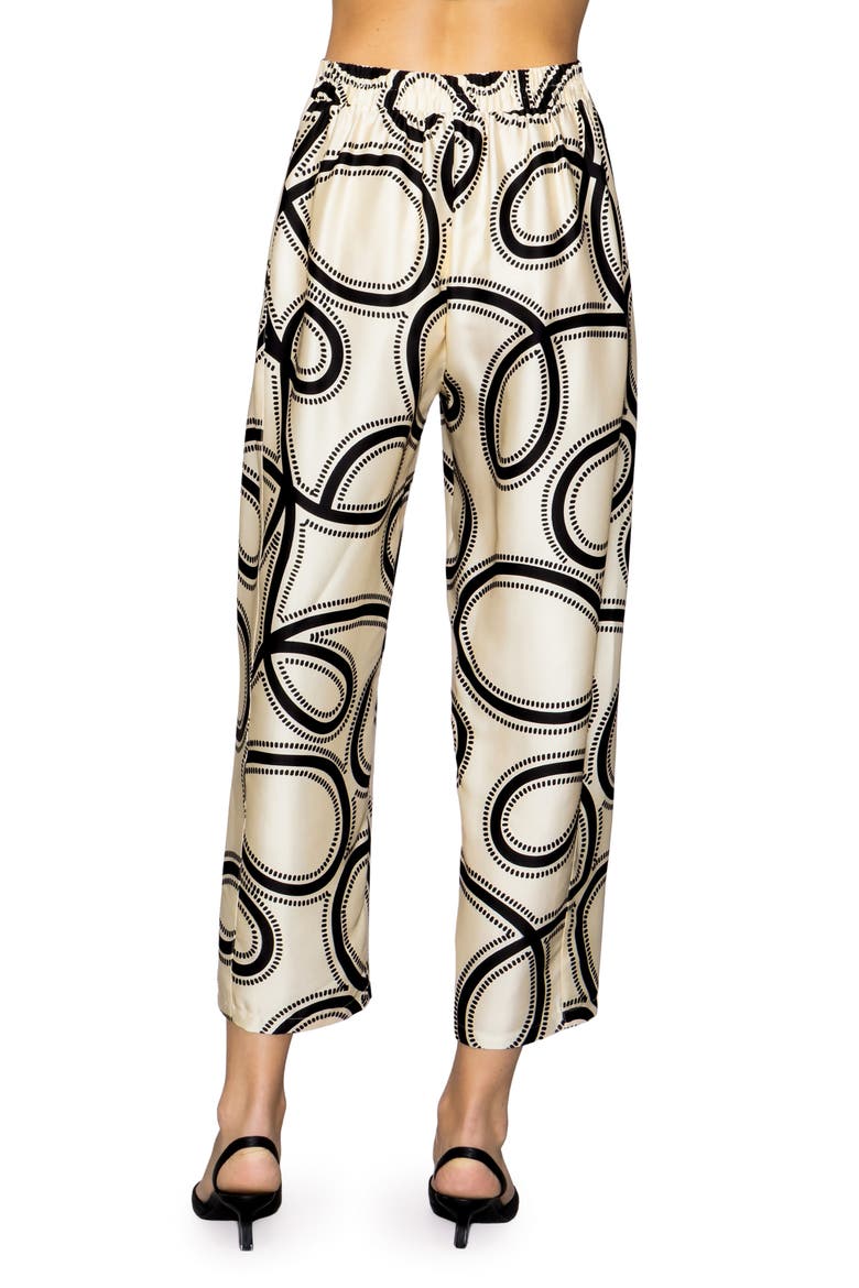 Printed Ankle Barrel Leg Pants, Alternate, color, IVORY BLACK