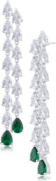 CZ by Kenneth Jay Lane Pear Cut Cubic Zirconia Linear Drop Earrings