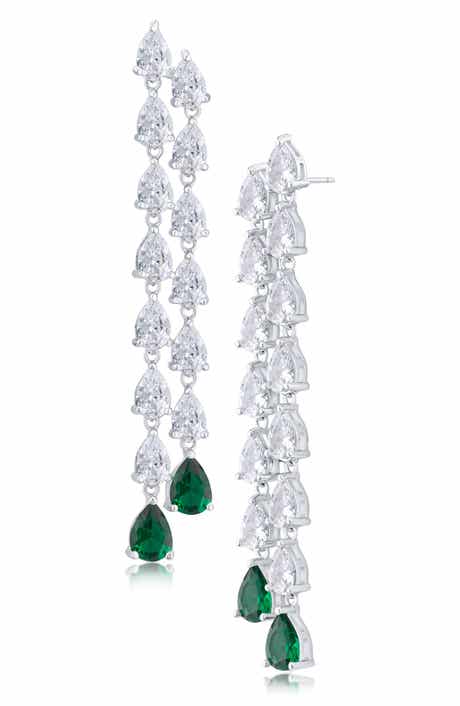 CZ by Kenneth Jay Lane Pear Cut Cubic Zirconia Linear Drop Earrings
