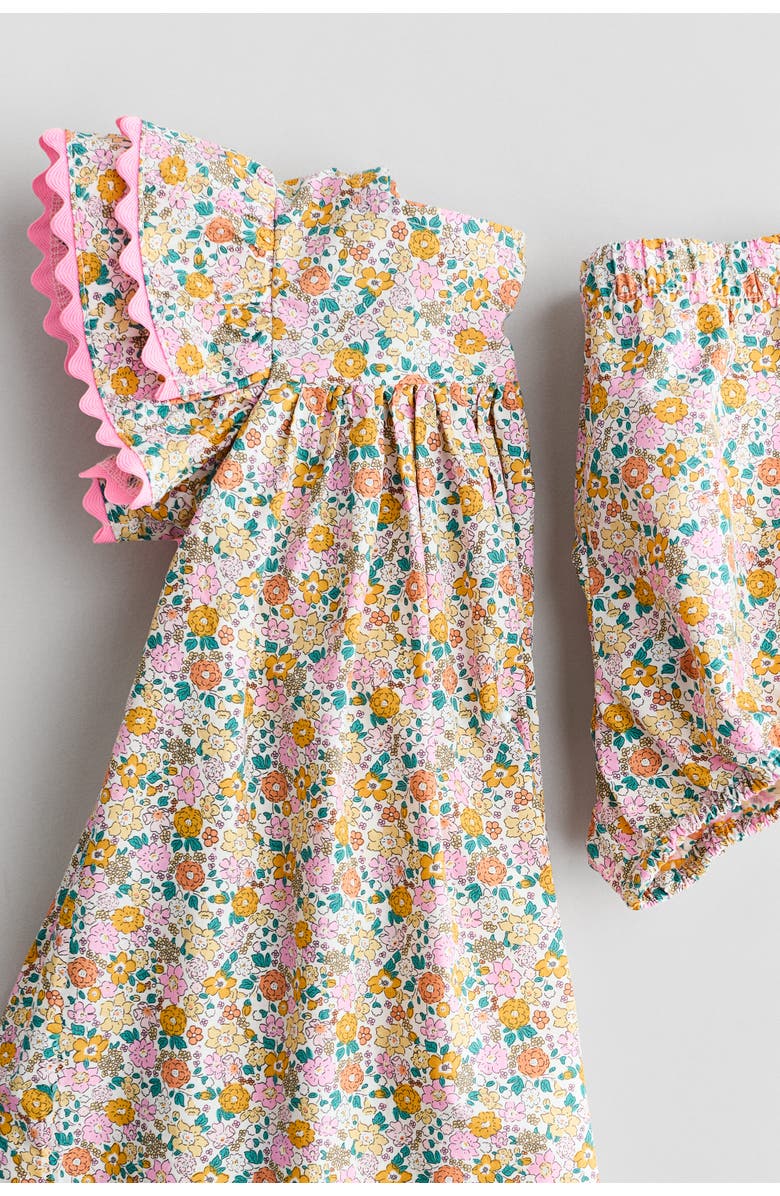 H&M 2-piece cotton dress and bloomers set, Alternate, color, Yellow/Floral