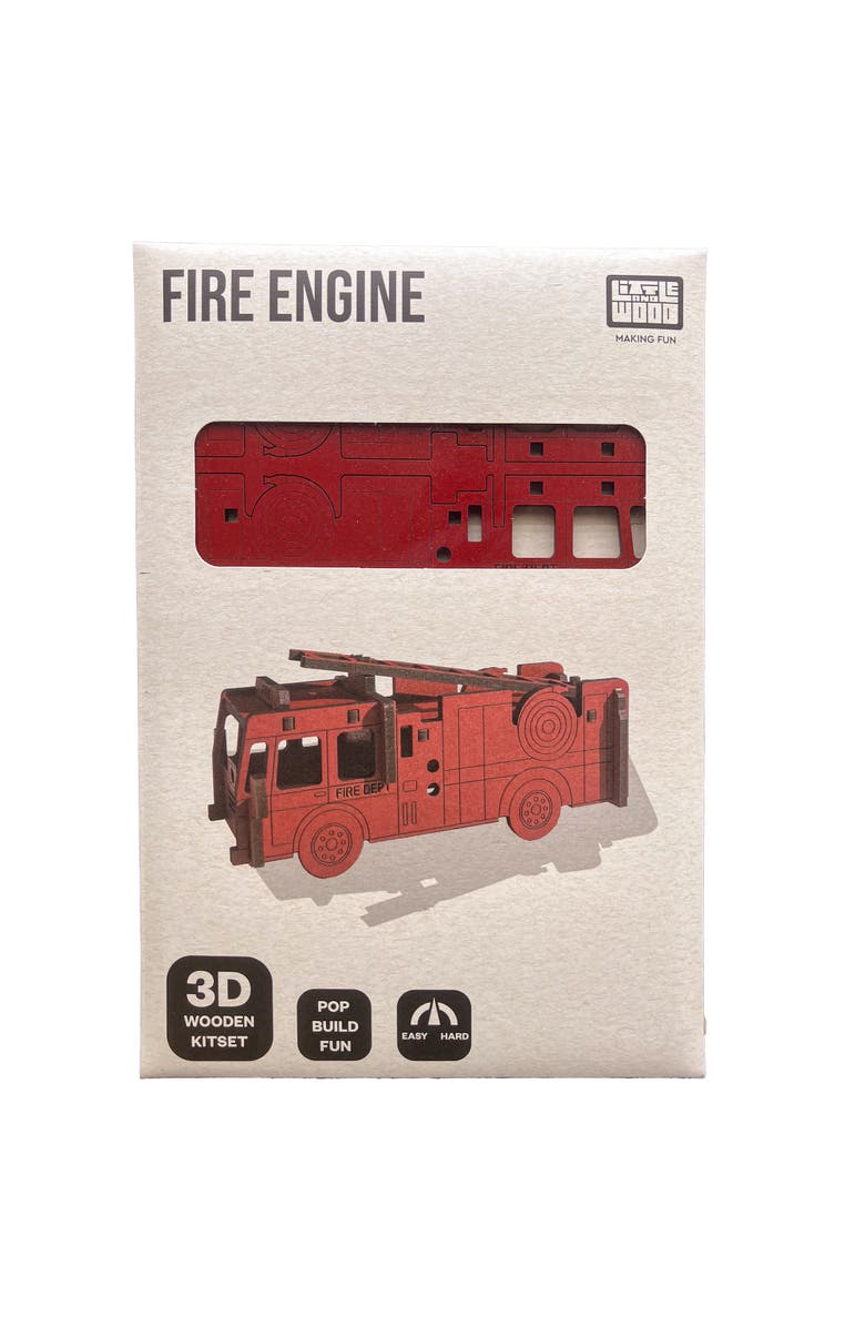 Little 
Wood Woodlet, Medium Fire Engine, 3D Wooden Kitset, Ages 6+, Alternate, color, Red