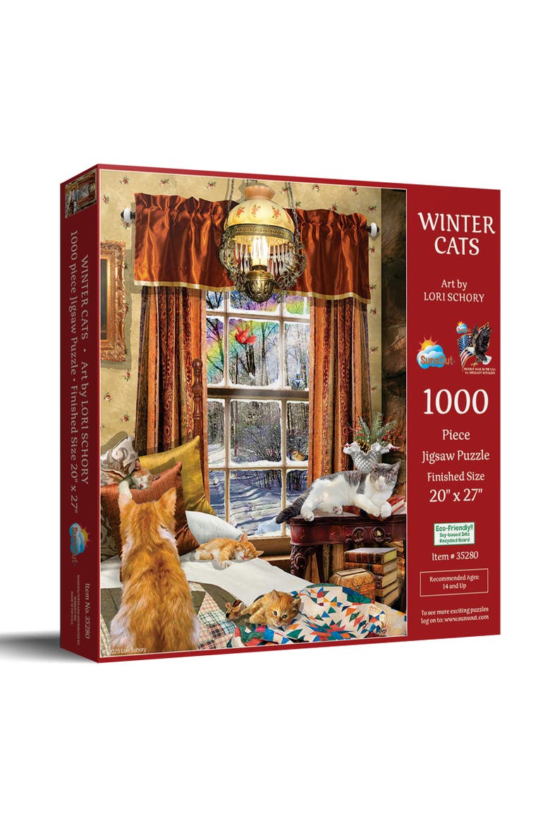 Winter Cats 1000 piece Jigsaw Puzzle for Adults, Main, color, Multicolor