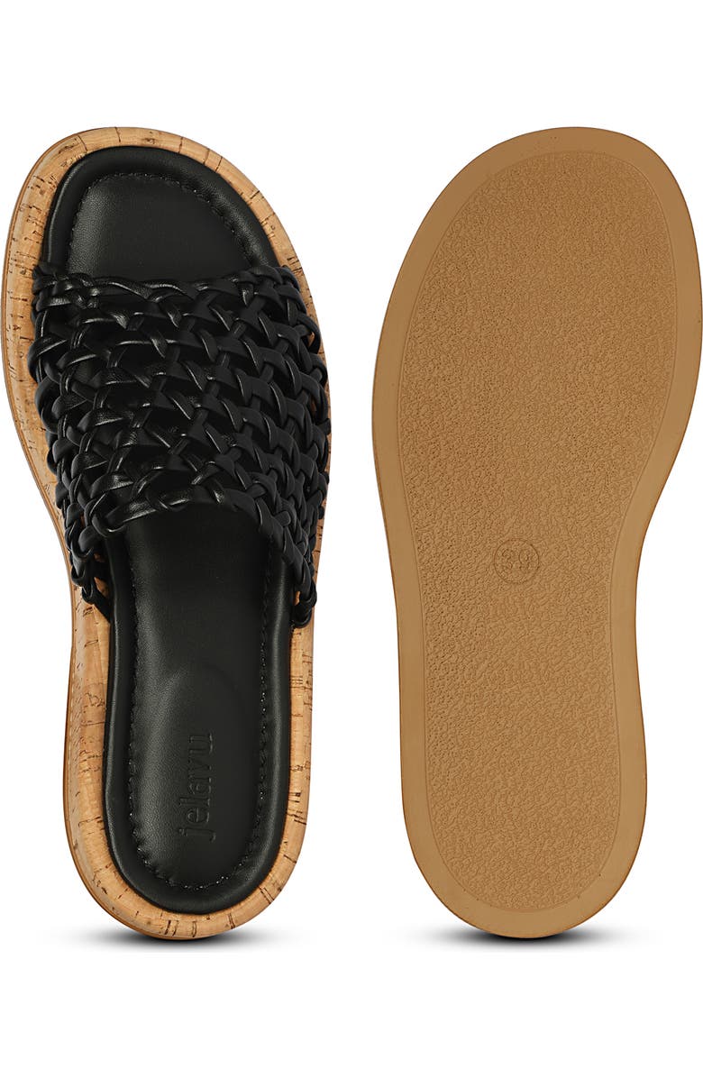 Jelavu Cloud Woven Leather Cork Slide Sandal, Alternate, color, Black