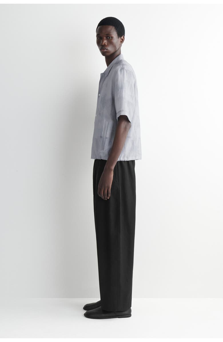 COS Textured Drawstring-hem Shirt, Alternate, color, Blue / Printed