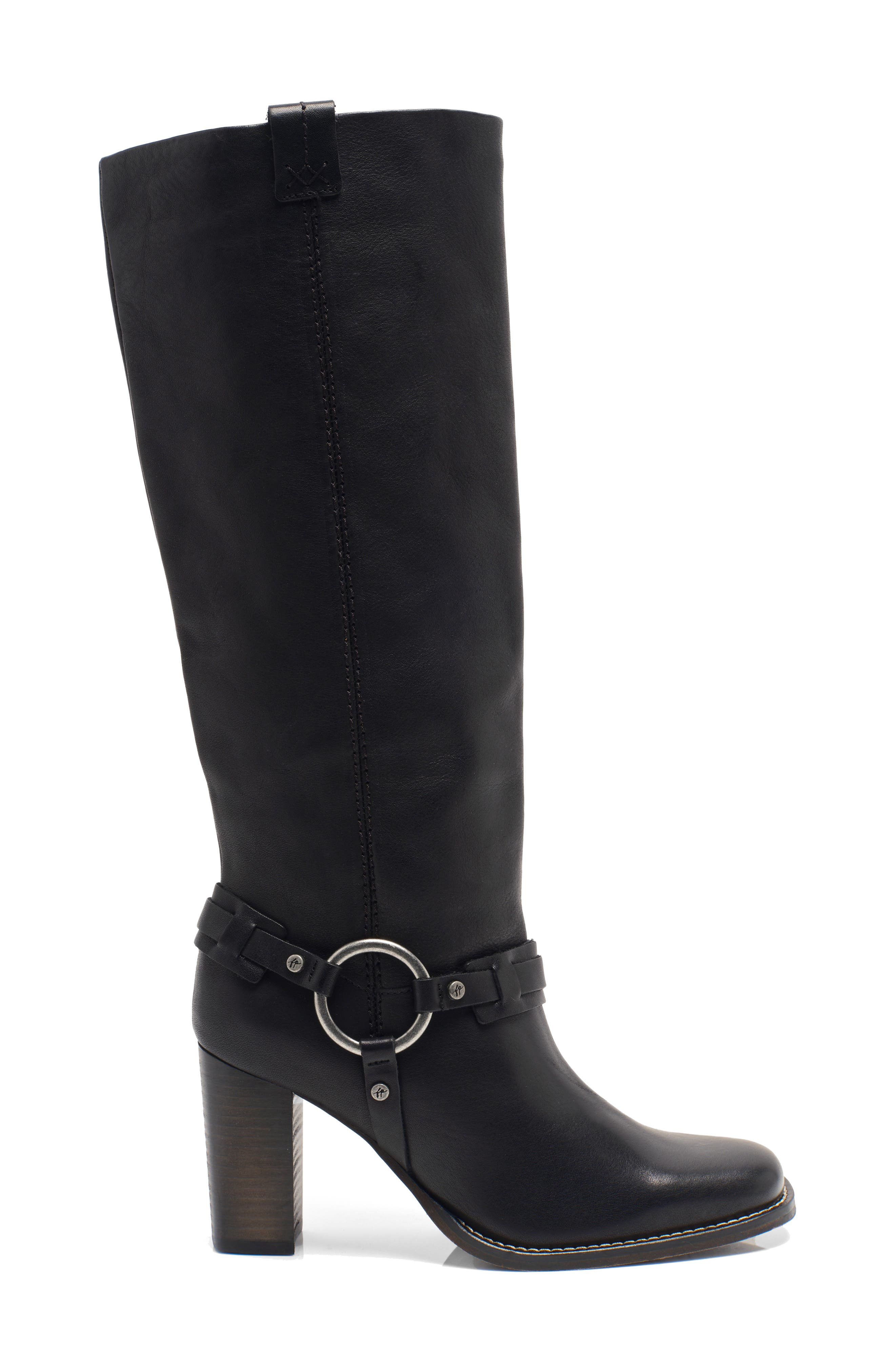 Free People Heidi Harness Tall Boot, Alternate, color, Black Leather
