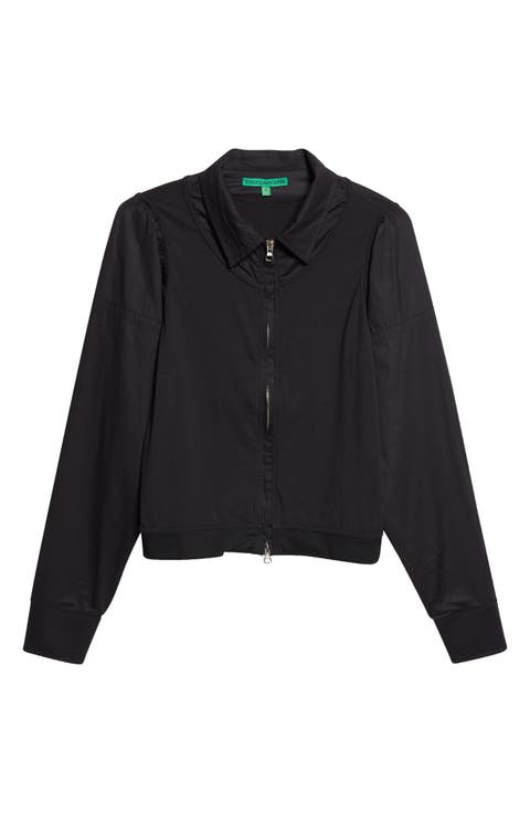 Canopy Zip-Up Cotton Poplin & Jersey Shirt Jacket