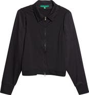 EMILY DAWN LONG Canopy Zip-Up Cotton Poplin & Jersey Shirt Jacket