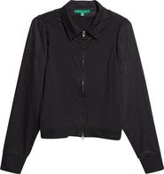 EMILY DAWN LONG Canopy Zip-Up Cotton Poplin & Jersey Shirt Jacket