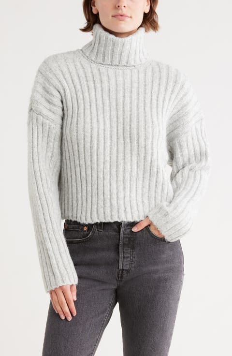Rib Crop Turtleneck Sweater