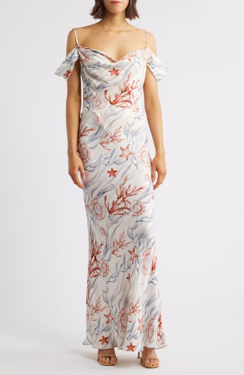 Sonya Moda Del La Mer Drape Cold Shoulder Gown