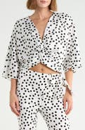 Renee C Polka Dot Front Twist Top
