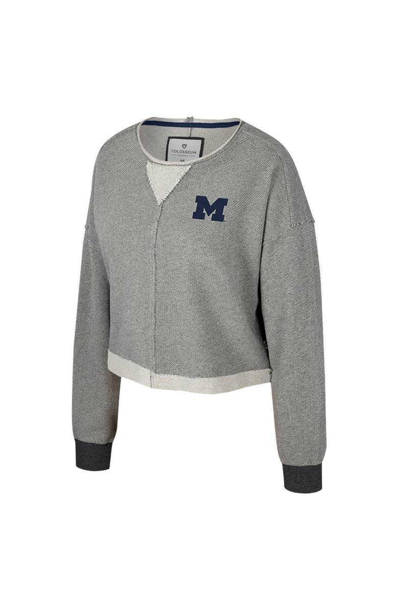 COLOSSEUM Women's Colosseum Charcoal Michigan Wolverines Magnum Scoop Neck Cropped Pullover Sweatshirt, Alternate, color, Charcoal