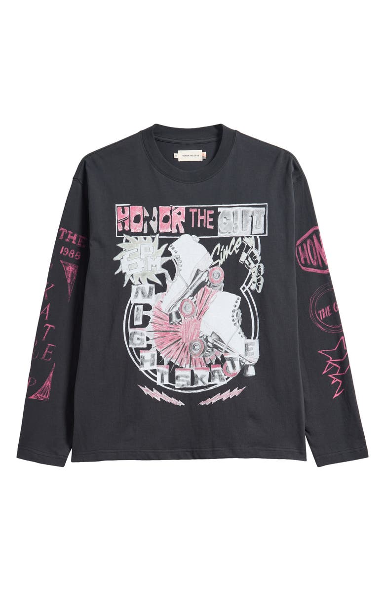 HONOR THE GIFT Night Skate Long Sleeve Cotton Graphic T-Shirt, Alternate, color, Black