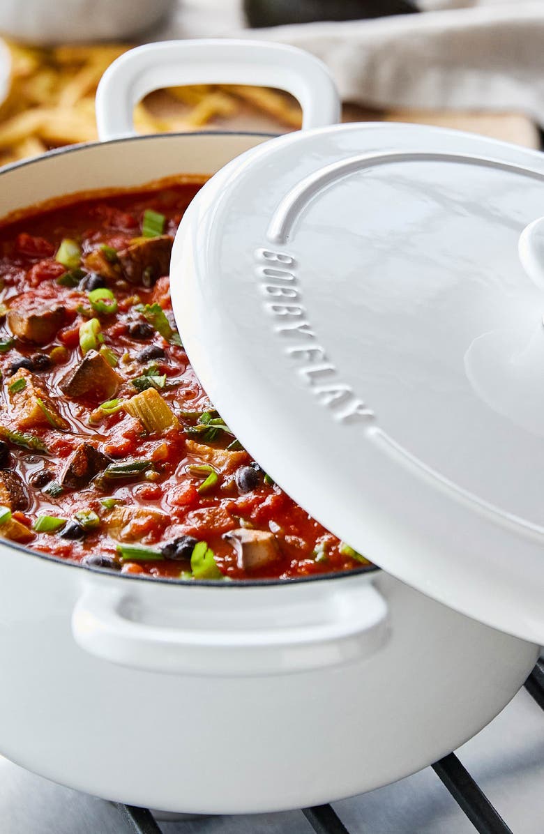 GreenPan x Bobby Flay 5.5-Quart Enameled Cast Iron Dutch Oven, Alternate, color, Cream