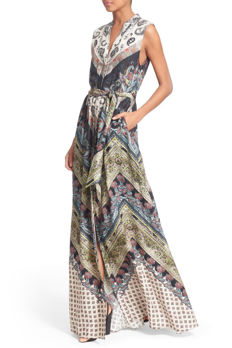 'Marianna' Mixed Print Maxi Dress, Alternate, color, CHEVRON PAISLEY