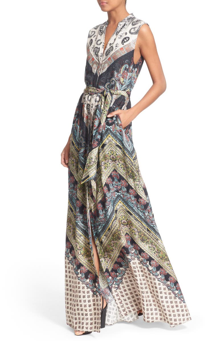 Alice + Olivia 'Marianna' Mixed Print Maxi Dress, Alternate, color, 