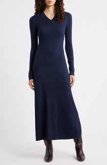Theory Regal Long Sleeve Rib Maxi Dress
