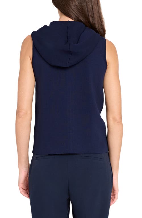 Tahari Asl Zip-up Hooded Sweater Vest In Blue