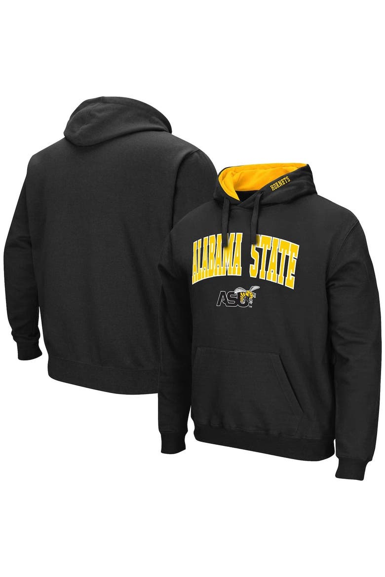 Men's Colosseum Black Alabama State Hornets Arch & Logo 3.0 Pullover Hoodie, Main, color, Black