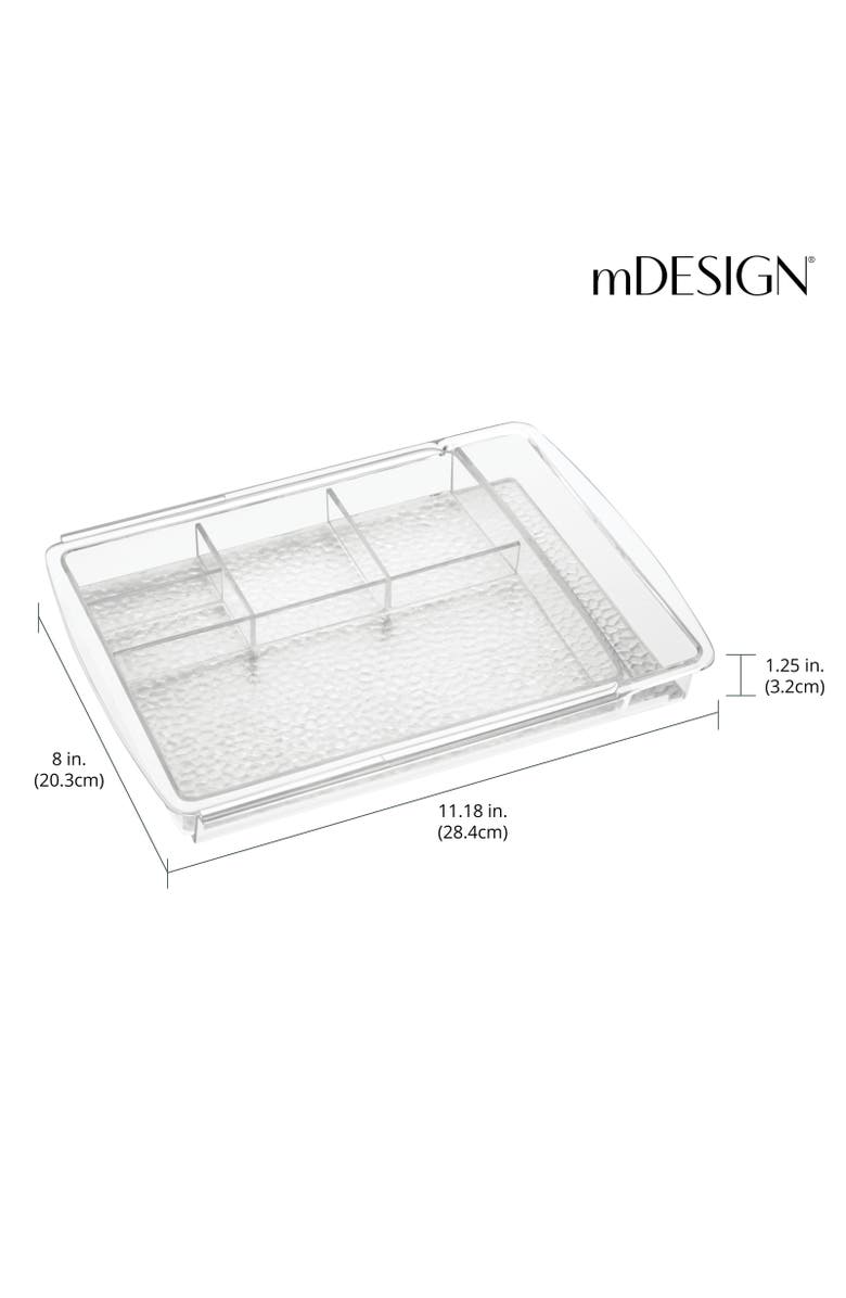 mDesign Expandable Makeup Organizer Tray for Bathroom Drawers, Alternate, color, Clear