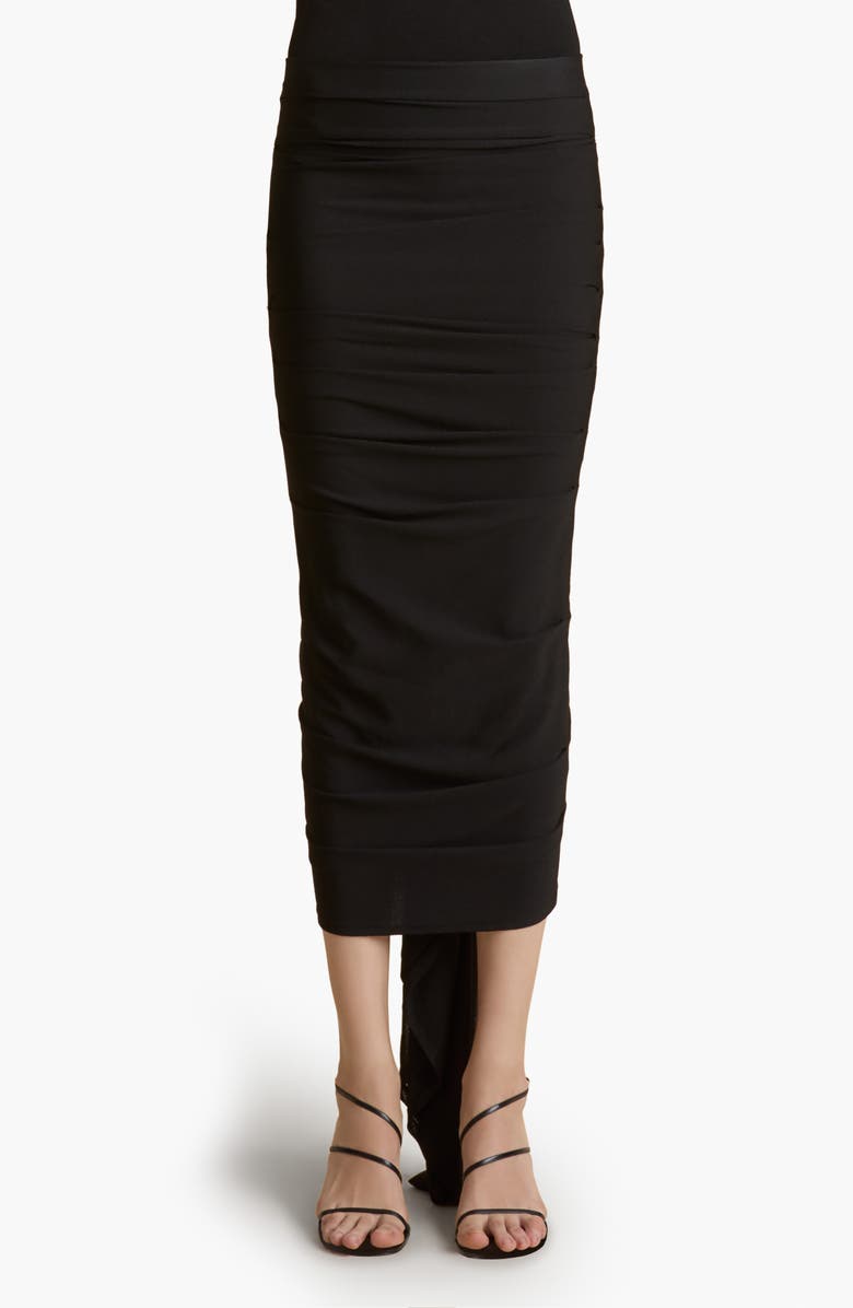 Khaite Aura Ruched Midi Pencil Skirt, Main, color, 