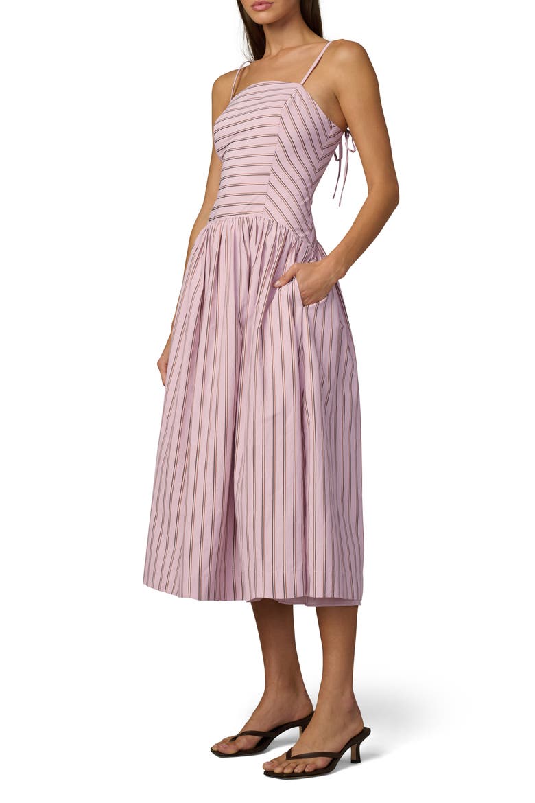 The Mara Tie Strap Midi Dress, Alternate, color, BLUSH PINK STRIPE