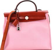 Pre-Owned Hermes Herbag Zip Leather and Toile 31